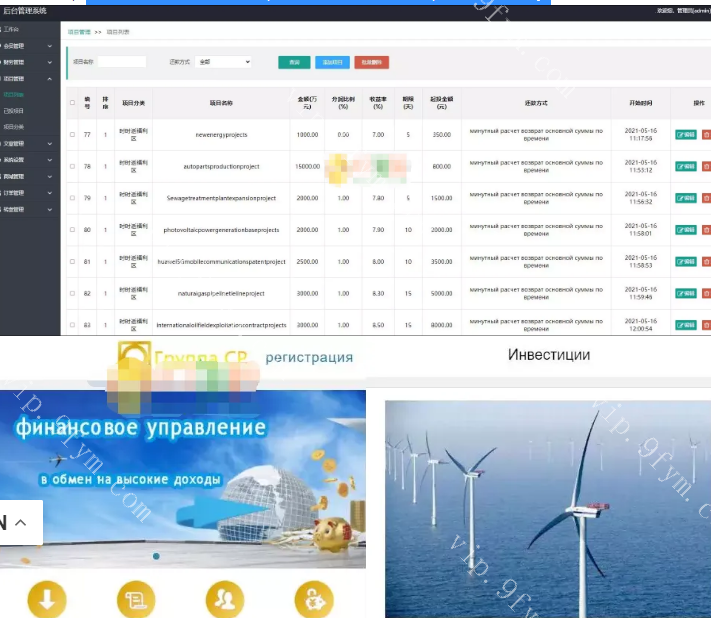 俄语版金融理财投资源码-俄语众筹项目源码